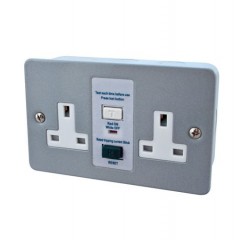 RCDTWSOK/M - Metal Clad Twin RCD Socket - Double Pole RCDTWSOK/M - Metal Clad Twin RCD Socket - Double Pole