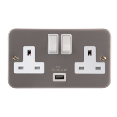 CL770 - Metal Clad USB Twin Switched Socket - Double Pole CL770 - Metal Clad USB Twin Switched Socket - Double Pole