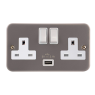 Metal Clad USB Twin Switched Socket - Double Pole