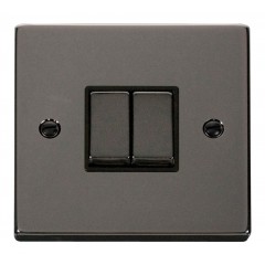 VPBN412BK - Click Deco Black Nickel 2 Gang 2 Way Switch Black Insert 10Amp VPBN412BK - Click Deco Black Nickel 2 Gang 2 Way Switch Black Insert 10Amp