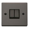 VPBN412BK - Click Deco Black Nickel 2 Gang 2 Way Switch Black Insert 10Amp