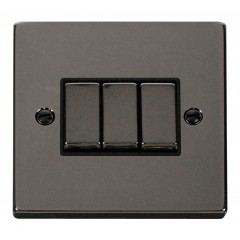VPBN413BK - Click Deco Black Nickel 3 Gang 2 Way Switch Black Insert 10Amp VPBN413BK - Click Deco Black Nickel 3 Gang 2 Way Switch Black Insert 10Amp