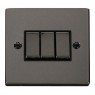 VPBN413BK - Click Deco Black Nickel 3 Gang 2 Way Switch Black Insert 10Amp