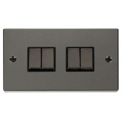 VPBN414BK - Click Deco Black Nickel 4 Gang 2 Way switch Black Insert 10Amp VPBN414BK - Click Deco Black Nickel 4 Gang 2 Way switch Black Insert 10Amp
