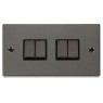 VPBN414BK - Click Deco Black Nickel 4 Gang 2 Way switch Black Insert 10Amp