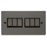 VPBN416BK - Click Deco Black Nickel 6 Gang 2 Way Switch Black Insert 10Amp VPBN416BK - Click Deco Black Nickel 6 Gang 2 Way Switch Black Insert 10Amp
