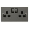 VPBN536BK - Click Deco Black Nickel 2 Gang DP Switched Twin Socket Black Insert VPBN536BK - Click Deco Black Nickel 2 Gang DP Switched Twin Socket Black Insert