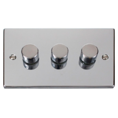 VPCH153BK - Click Deco Chrome 3 Gang 2 Way 400 Watt Dimmer VPCH153BK - Click Deco Chrome 3 Gang 2 Way 400 Watt Dimmer