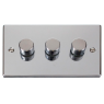 VPCH153BK - Click Deco Chrome 3 Gang 2 Way 400 Watt Dimmer