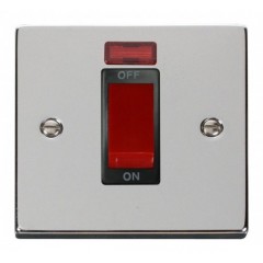 VPCH201BK - Click Deco Chrome 45Amp DP Cooker Switch 1 Gang + Neon VPCH201BK - Click Deco Chrome 45Amp DP Cooker Switch 1 Gang + Neon