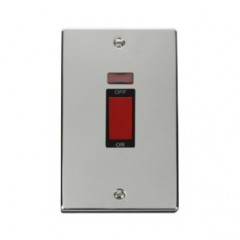 VPCH203BK - Click Deco Chrome 45Amp DP Cooker switch 2 Gang + Neon VPCH203BK - Click Deco Chrome 45Amp DP Cooker switch 2 Gang + Neon