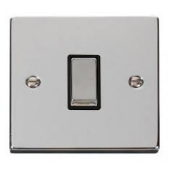 VPCH411BK - Click Deco Chrome 1 Gang 2 Way Switch Black Insert 10Amp VPCH411BK - Click Deco Chrome 1 Gang 2 Way Switch Black Insert 10Amp
