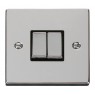 VPCH412BK - Click Deco Chrome 2 Gang 2 Way Switch Black Insert 10Amp
