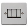 VPCH413BK - Click Deco Chrome 3 Gang 2 Way switch Black Insert 10Amp