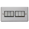 VPCH416BK - Click Deco Chrome 6 Gang 2 Way switch Black Insert 10Amp