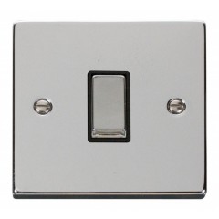 VPCH425BK - Click Deco Chrome 1 Gang Intermediate Switch Black Insert 10Amp VPCH425BK - Click Deco Chrome 1 Gang Intermediate Switch Black Insert 10Amp