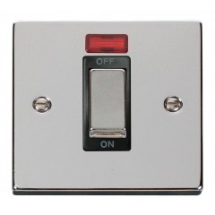 VPCH501BK - Click Deco Chrome 45Amp DP Cooker Switch 1 Gang + Neon VPCH501BK - Click Deco Chrome 45Amp DP Cooker Switch 1 Gang + Neon