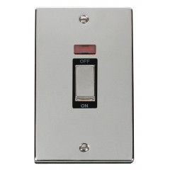 VPCH503BK - Click Deco Chrome 45Amp DP Cooker Switch 2 Gang + Neon VPCH503BK - Click Deco Chrome 45Amp DP Cooker Switch 2 Gang + Neon