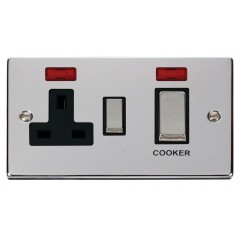 VPCH505BK - Click Deco Chrome 45Amp DP Cooker Switch + Socket + Neon