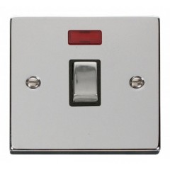 VPCH723BK - Click Deco Chrome 20Amp DP Switch Black Insert + Neon VPCH723BK - Click Deco Chrome 20Amp DP Switch Black Insert + Neon