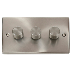 VPSC153BK - Click Deco Satin Chrome 3 Gang 2 Way 400 Watt Dimmer