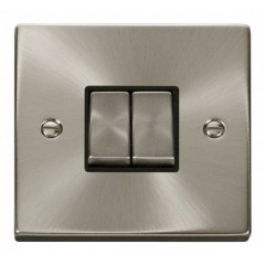 VPSC412BK - Click Deco Satin Chrome 2 Gang 2 Way Switch Black Insert 10Amp VPSC412BK - Click Deco Satin Chrome 2 Gang 2 Way Switch Black Insert 10Amp