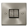 VPSC412BK - Click Deco Satin Chrome 2 Gang 2 Way Switch Black Insert 10Amp