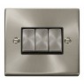 VPSC413BK - Click Deco Satin Chrome 3 Gang 2 Way switch Black Insert 10Amp