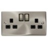 VPSC536BK - Click Deco Satin Chrome 2 Gang DP Switched Twin Socket Black Insert VPSC536BK - Click Deco Satin Chrome 2 Gang DP Switched Twin Socket Black Insert