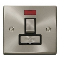 VPSC752BK - Click Deco Satin Chrome Switched Fused Spur Black Insert + Neon VPSC752BK - Click Deco Satin Chrome Switched Fused Spur Black Insert + Neon